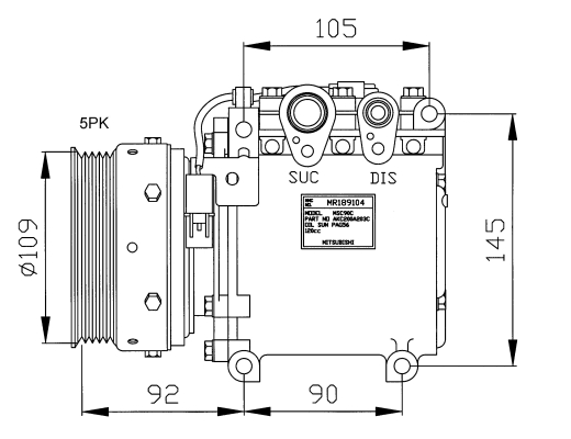 Compressor PW-AG-OR kopie Compr. Kopie Mitsubishi Carisma /Colt IV