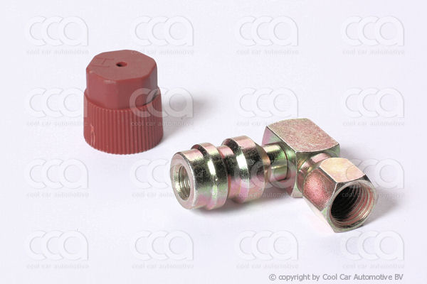 Servicenippels / adapters en toebehoren Hogedruk retrofitadap R134a (3/16) haaks